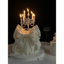 Silver Candelabra Candle Cake Topper for Birthdays, Weddings, Parties w ... - $184.88 MXN