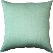Tuscany Linen Aqua Green Throw Pillow 17x17, Complete with Pillow Insert - £28.79 GBP