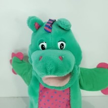 Dragon Dinosaur Hand Puppet Plush Green Pink Vintage Dino 1995 Kids II E... - $22.76