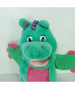 Dragon Dinosaur Hand Puppet Plush Green Pink Vintage Dino 1995 Kids II E... - $22.76