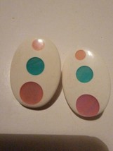 Vintage Womens Earrings VTG Oval Enamel Polka Dot Stud - £10.41 GBP