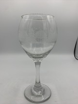 Tall Etched Winter Scene Holiday 10 Oz Wine Glass Gold Rim 7 3/4” - $4.22