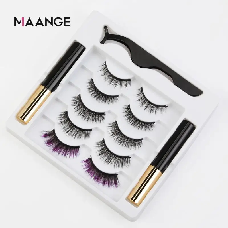  set false lashes repeated use eyelashes waterproof liquid eyeliner with tweezer makeup thumb200