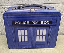 Doctor Who Vintage Metal Lunch Box 1996 Bif Bang Pow BBC Tardis Call Box - $18.89