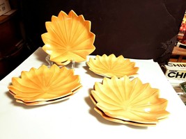 Fitz &amp; Floyd Classics IN BLOOM 8.5&quot; Yellow Leaf Snack Canape Plates - Se... - £38.32 GBP