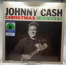 Johnny Cash Christmas There&#39;ll Be Peace in the Valley LP Holly Green Vinyl - £38.80 GBP