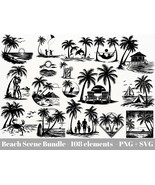 Beach scene svg bundle / Sunset beach svg - $3.00
