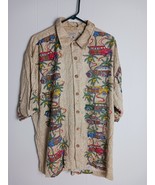 Colo Wear Men&#39;s Brown Rayon Station Wagon Palms Design Hawaiian Shirt Si... - $461.17 MXN