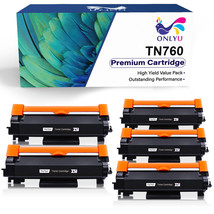 5Pk Toner With Chip For Brother Tn760 Tn730 Dcp-L2550Dw Hl-L2370Dw Hl-L2390Dw - £61.86 GBP