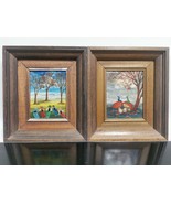 Pair of Vintage Israel Oil on Board Painting Signed REVIVA YOFFE Wood Fr... - $190.01 CAD