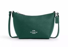 New Coach CW336 Zip Top Crossbody Bag Leather Emerald Green - $111.51