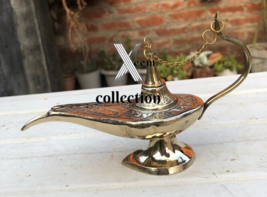 Vintage Aladdin Brass Genie Oil Lamp Nautical Chirag Incense Burner 6 in... - £33.73 GBP