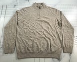 Mantovani Studio Cashmere Sweater Mens Large Heathered Oatmeal Gray Quar... - $32.47