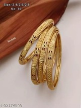 South Indian Women 4 Pcs  Bangles/ Bracelet Gold Plated Fashion Wedding ... - $34.44