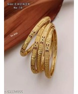 South Indian Women 4 Pcs  Bangles/ Bracelet Gold Plated Fashion Wedding ... - £27.23 GBP