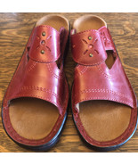 Clarks Red Leather Sandals Slides Size 7 Dress Work Causal - $1,166.64 MXN