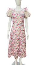 LoveShackFancy Women&#39;s Honor Floral Printed Cotton Flared Midi Gown Dress S - £95.33 GBP
