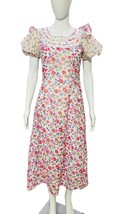 LoveShackFancy Women&#39;s Honor Floral Printed Cotton Flared Midi Gown Dress S - £95.61 GBP