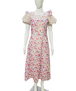 LoveShackFancy Women&#39;s Honor Floral Printed Cotton Flared Midi Gown Dress S - £95.61 GBP