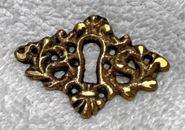 Old Keyhole Scrolls Detail Lock Cover Brass Colored 1 7/8 x 1 1/4 inch K... - $9.41