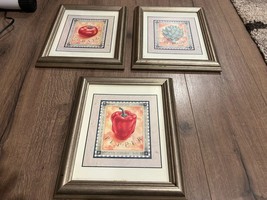 3x Decorative Glass &amp; Metal Frames 7.8in x 10in  - Vegetable Theme - $7.14