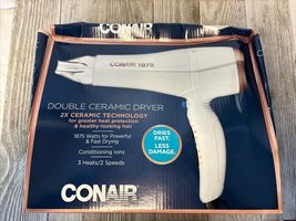 DAMAGED BOX Conair Double Ceramic 1875 Ionic Condit White/Rose Gold Hair... - $27.60 CAD