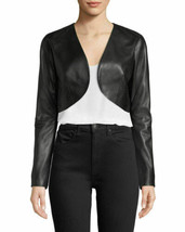 Black Crop Belted Biker Coat Jacket Stylish Women Genuine Lambskin Real ... - £73.46 GBP