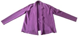 Eileen Fisher Medium Purple Fuschia Cowl Neck Merino Wool Cardigan FLAWS - £11.66 GBP