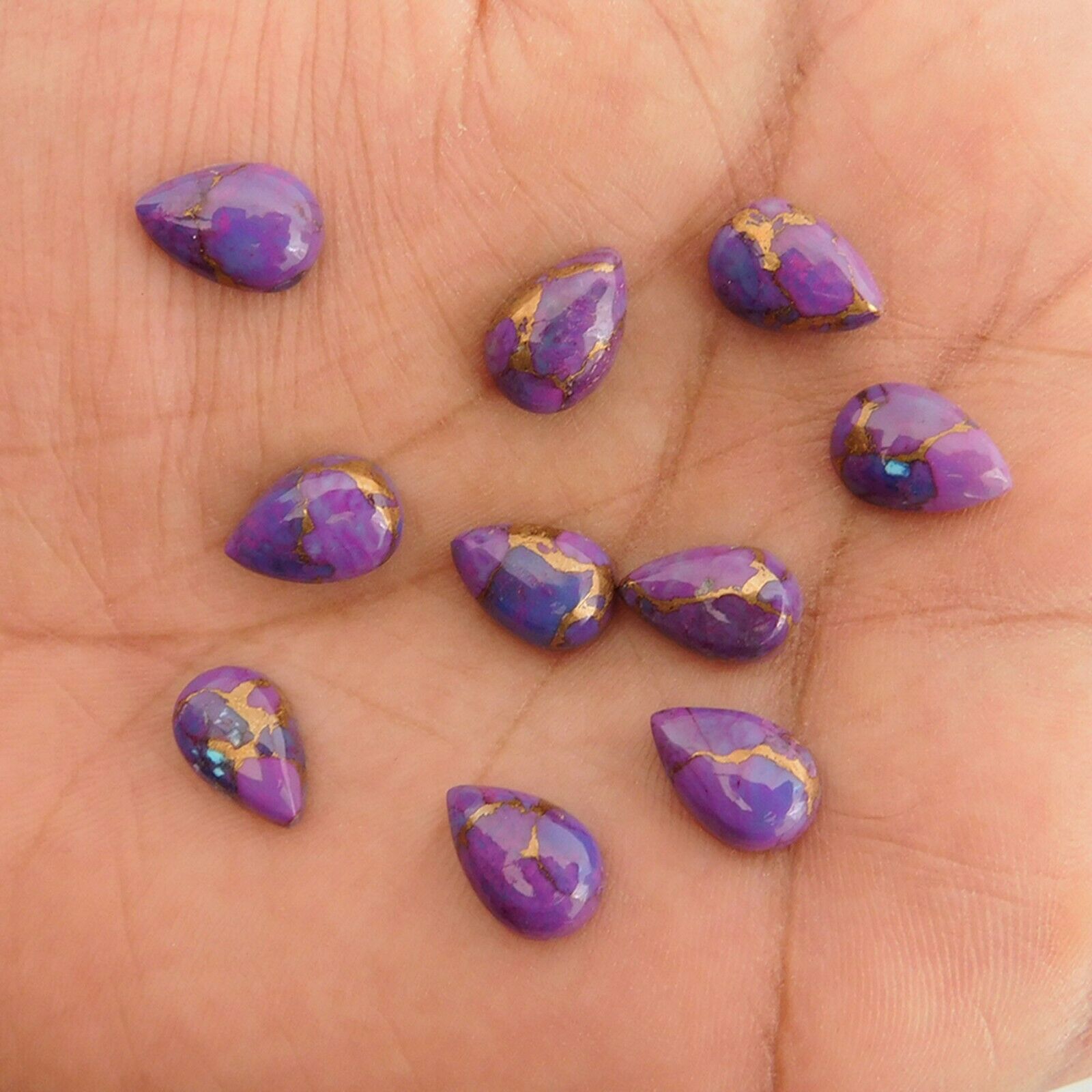 Primary image for 4x6 mm Pear Natural Composite Purple Copper Turquoise Cabochon Gemstone 30 pcs