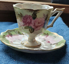Vintage Tea Cup and Saucer Lefton China Hand Painted Collectible Decorative Nice - £19.74 GBP