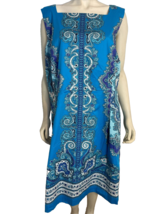 RSVP by Talbots Blue and Purple Paisley Square Neck Sleeveless Lined Dre... - $56.99