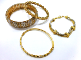 4 Pc. Mix Lot Bracelets Rhinestones Hinged, Chain &amp; Bangles - £11.22 GBP