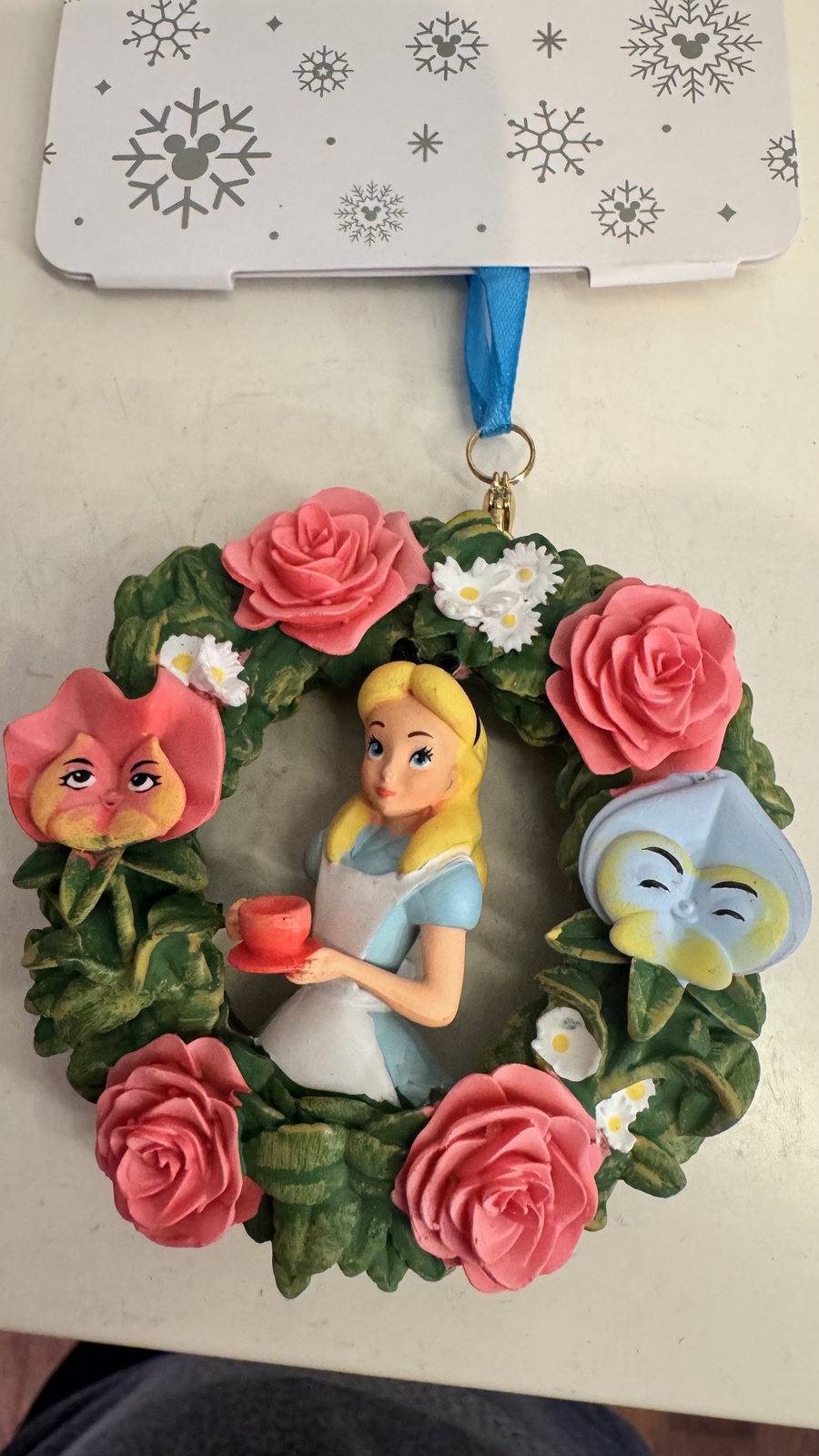 Disney Parks Alice in Wonderland with Flowers Wreath Ornament NEW - $36.90