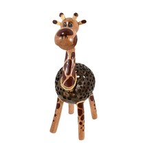Wooden Giraffe Coconut Shell Handmade Figurine Sculpture - £17.00 GBP