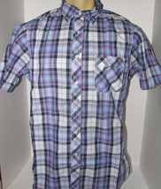 Daniel Cremieux Plaid Purple Short Sleeve Shirt Size XL New - £13.84 GBP