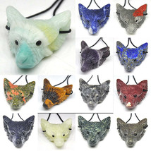 1.4&quot; Wolf Head Pendant Natural Stone Accessories DIY Handcrafts Healing Cry - $16.33+