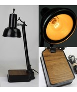 mid century modern desk lamp SIMULATED WOOD GRAIN metal cone Electrix WORKS - £47.93 GBP