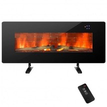 42 Inch Electric Wall Mounted Freestanding Fireplace with Remote Control-Black  - £217.97 GBP