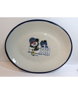 Louisville Stoneware Snowmen Building Snow Fort Platter Winter Holiday - $381.19 MXN