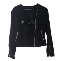 Boohoo Black Soft Long Sleeve Cropped Zip Jacket - £12.82 GBP