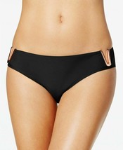NEW Rachel Roy Solid Black Gold V-hardware Sides Swim Bikini Bottom S Small - £17.33 GBP