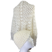 Vintage Handmade Knit Shaw and Cap - £27.69 GBP