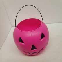 Vtg Hot Pink Pumpkin Jack O Lantern General Foam Candy Bucket, Trick or Treat  - £15.83 GBP