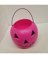 Vtg Hot Pink Pumpkin Jack O Lantern General Foam Candy Bucket, Trick or ... - £15.60 GBP