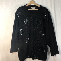 Victoria Woman Sz 3x Black w Sequins Beads Cardigan Sweater - £23.34 GBP
