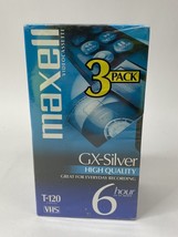 Maxell T-120 VHS Blank Tapes Standard Grade 6 Hour Lot of 3 New Sealed - £5.81 GBP