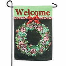 Meadow Creek Peppermint Candy Wreath Decorative Suede Christmas Garden Flag,12.5 - $14.99