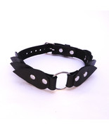 Handmade Black Leather Collar with Scales &amp; O-Ring – BDSM &amp; Goth Choker  - $62.50 CAD