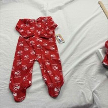 NBA Unisex Infants Atlanta Hawks Sleeper Pajamas Red Fleece Footed Non Slip 18M - £15.55 GBP