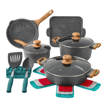 Pioneer Woman14-Piece Cast Aluminum Cookware Set Charcoal Speckle Charco... - £124.48 GBP